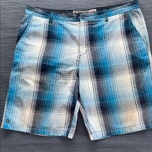 Micros Blue and Gray Plaid Shorts EUC 38